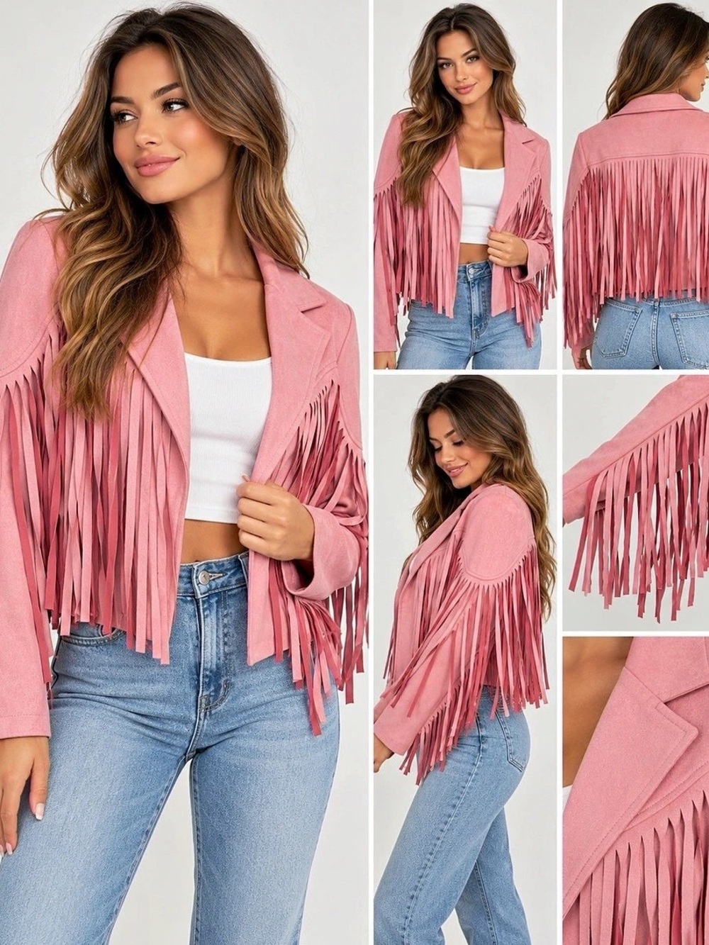 Chartou Fringe Jacket in Pink Size Small NWT